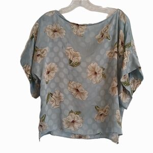 Zara Basic Size Small Floral Blue Women's Loose Fit Blouse